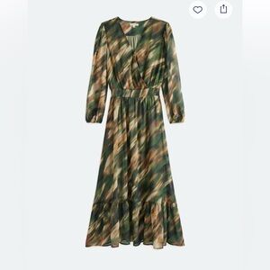 Nine Britton Green and Brown Sheer Overlay Dress